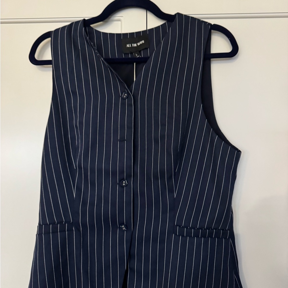 All The Ways Navy Pinstripe Women's Top